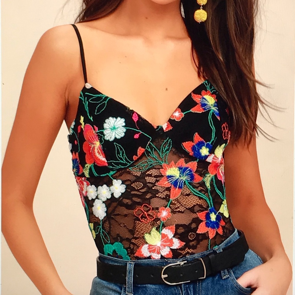 Lulus Embroidered lace Bodysuit